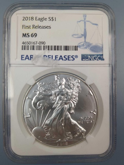 MS 69, 2018 Silver Eagle Coin