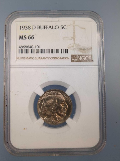 MS 66, 1938-D Buffalo Nickel Coin