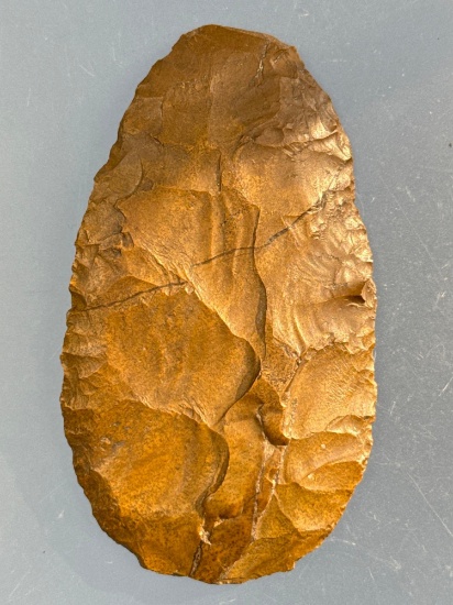 3 1/2" Jasper Paleo Knife, Found in Lancaster Co., PA, Ex: Lovekin, Flannigan, Amspacher Collections