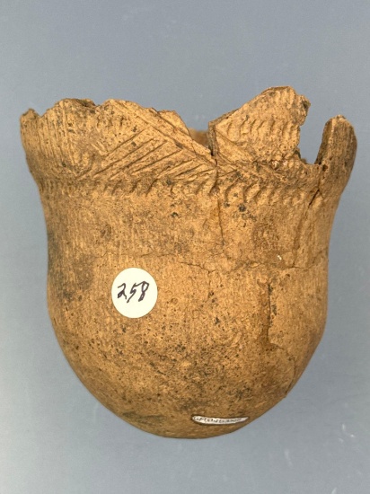 RARE 3 5/8" Schultz Incised Susquehannock Pottery Vessel, Found on the Daisy Site, Washington Boro,