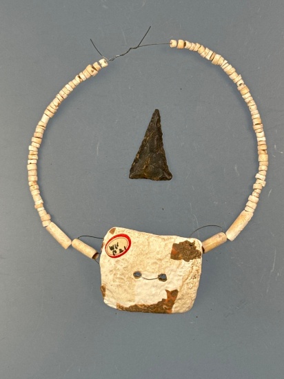 SUPERB Shell Bead Necklace w/Shell Gorget + Ft. Ancient Triangel, Found as a Cache in Cabell Co., We