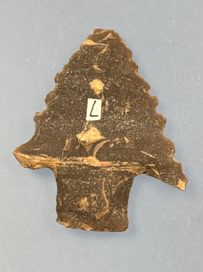 1 13/16" Serrated Rhyolite Stanley Point, Found in North Carolina, THIN