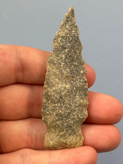 3" Quartzite Stem Point, Cataloged as "Heck's Rock Shelter Point", Ex: Mark Small Collection, Found