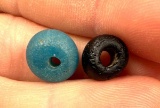 Dutch Blue and Black Round Bead, Susquehannock, Found in Washington Boro, Lancaster Co., PA, Ex: Ron