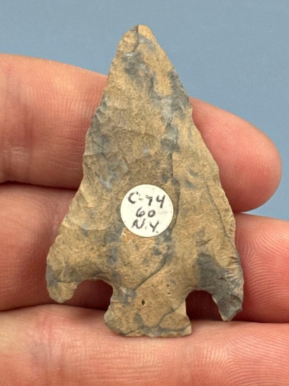 2" Basal Notch Point, Onondaga Chert, Found in New York State, Ex: Dave Collins Collection