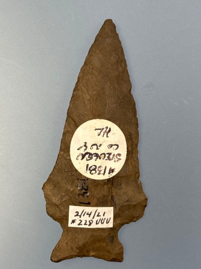 3 1/8" FINE Susquehanna Broadpoint, Esopus Chert, Found in Steuben Co., New York, Ex: Howdy Lang, Mi