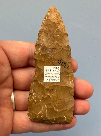 FINE 4" Jasper Triangular Blade, Found in Elizabeth, New Jersey, Ex: H. Robbins Collection, Purchase