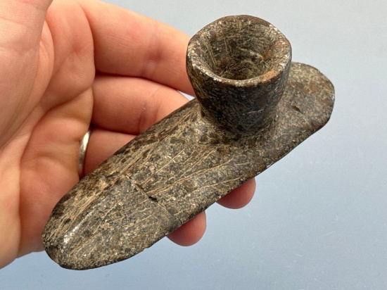 AMAZING 4 1/2" Steatite Platform Pipe Preform, Broken+Reglued, Likely Found in MD/VA Region, Ex: Lem