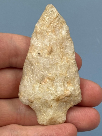 NICE 2 15/16" Quartz Stemmed Point, Found in Burlington Co., New Jersey