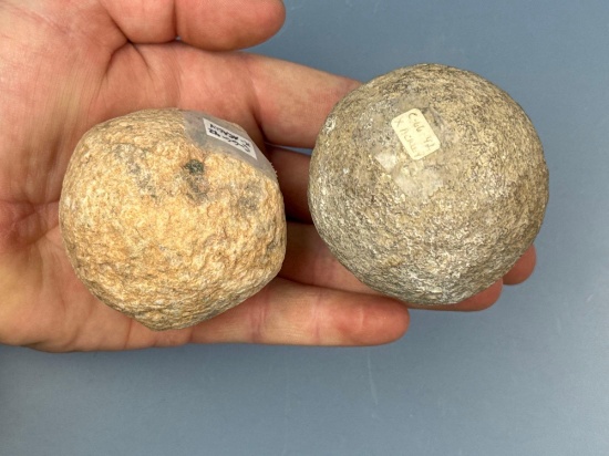Pair of Hammerstones, Heavily Used, Found in PA, Ex: Ackley Collection