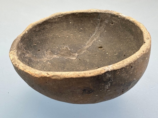 6 3/4" Diameter x 2 1/2" Tall Circular Clay Bowl, Broken+Re-Glued, Found in Mason, West Virginia, Ve