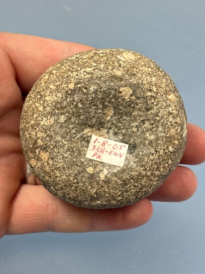 2 3/8" Smaller Double Cupped Discoidal, Porphyry, From a Collection out of Pennsylvania, Likely Midw