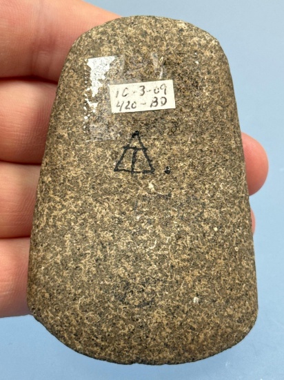 3 1/16" Flared Bit Adze, Found in PA, From the Lenape Indian Museum (Sold At Conestoga Auction)