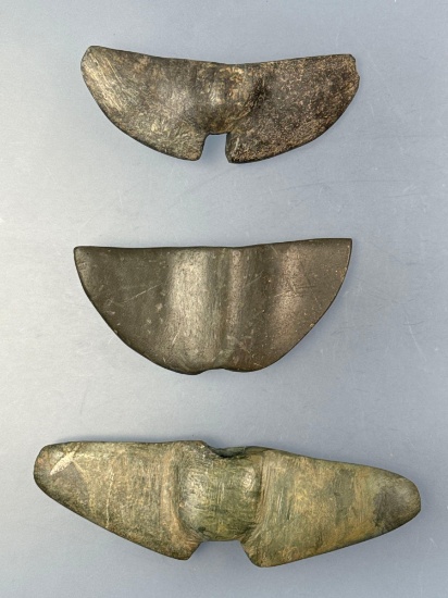 Lot of 3 Restored Bannerstones, Mainly 1/2 to 2/3 Restored, Found in PA/NJ/NY Tristate Area, Ex: Har