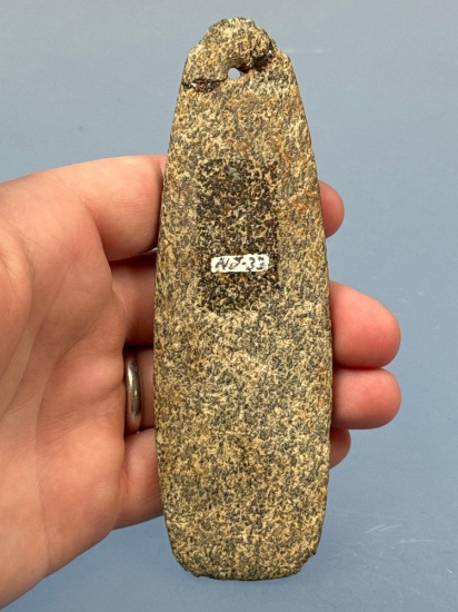 LARGE 5 1/8" Speckled Gneiss Pendant, Drilled, Broken and Glued at Top, Found in New Jersey