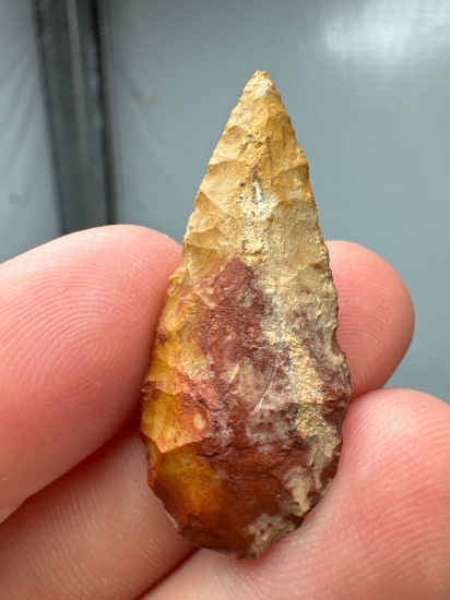 1 1/2" Jasper Heat-Treated Ovate, Piscataway Related, Found in Burlington Co., New Jersey, Purchased