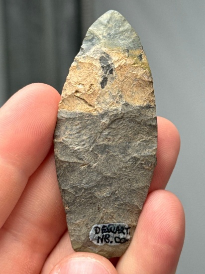 2 7/16" Troxelville Chert Agate Basin, Restored Tip + Small nick on base, Found at Dewart, Northumbe