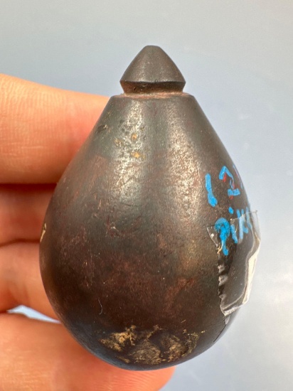 RARE 2 1/8" Groove Hematite Plummet, Found in Pike Co., Illinois, Ex: Bob Sharp Collection