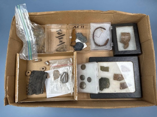 Lot of Misc Artifacts, Trade Period, Pottery, Jasper Knife, Iron Bracelet, Found in PA and NJ
