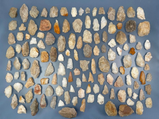 Large Box Lof of Quartz Artifacts, Arrowheads, Points, Knives, Most are Marked Virginia