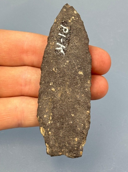 3 1/2" Argillite Fox Creek, Found in New Jersey, Ex: Dayton Staats Collection