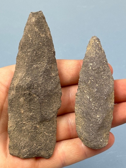 Pair of Argillite Blades, Longest is 4 5/16", Found in New Jersey, Ex: Dayton Staats Collection