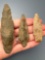 Lot of 3 Archaic Stem Points, Quartzite, Siltstone, Found in Northampton Co., PA, Longest is 3 5/8