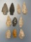 10 Quartzite, Chalcedony and Jasper Arrowheads, Found in Northampton Co., PA, Longest is 2 1/8