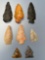 8 Various Points, Quartzite, Jasper, Chalcedony, Found in Northampton Co., PA, Longest is 2 1/2