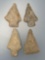 Lot of 4 Wider Quartzite Points, Blade, Found in Lancaster Co., PA, Longest is 3 3/16