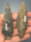 Pair of Larger Archaic Stem Chalcedony Arrowheads, Longest is 3 1/8