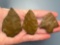 Impressive lot of 3 Jasper Lehigh Broadpoints, Found in Berks Co., PA, Longest is 2 1/2