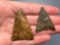 Pair of Fine Jasper Triangle Points, x1 2-toned w/Chalcedony Streaking, Longest is 2