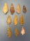 x10 Colorful Red and Honey Quartz Piscataway Points, Longest is 1 15/16