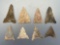 8 Mainly Rhyolite/Chert Triangle Points, Longest is 1 9/16