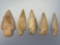 Lot of 5 Nice Stemmed And Side Notch Points, Longest is 2 3/8