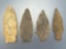 Archaic Stem Points x4, Nice Examples, Longest is 3 1/2