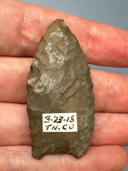 1 15/16" Ft Payne Chert Paleo Point, Found in Tennessee, Ex: Walt Podpora