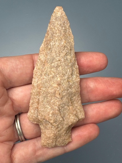 Large 3 3/8" Bare Island Pink Quartzite Point, Found in Northampton Co., PA, Ex: Burley Museum Colle