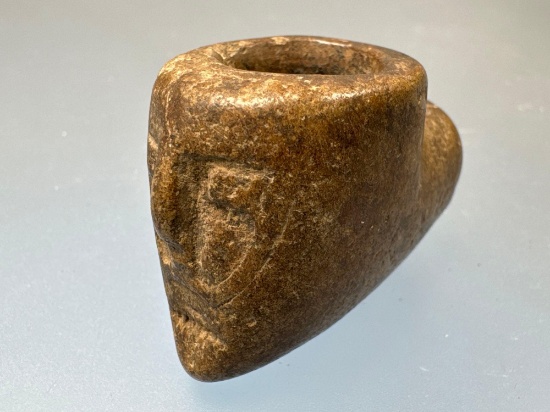 RARE Face Effigy Stone Pipe, Found in Georgia, From the George Brooks Collection of Salem Co., New J