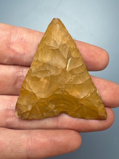 FINE 2 1/16" Jasper Triangle, Thin and Expertly Made, Found in Pennsylvania, Ex: Walt Podpora Collec