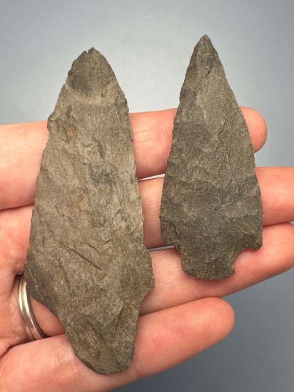 Pair of Carbon County Chert Points, Longest is 3", Found in Jim Thorpe Area in Pennsylvania