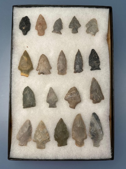 Lot of 19 TN/KY Found Arrowheads, Longest is 2 5/8", Ex: Kauffman Collection