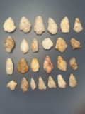 Lot of 25 Quartz Blades, Points, Arrowheads, Found in PA, Longest is 2 1/16