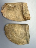 Pair of Winged Bannerstone Halves, Found in Pennsylvania, Nice Examples, Serpentine