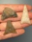 3 HIGH QUALITY Triangle Points, Chalcedony and Quartz, Longest is 1 3/8