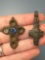 Roman/Medieval Crosses, x1 w/Blue Stone/Glass Still with Piece, Longest 1 3/4