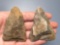 Pair of Rhyolite Triangular Blade Preforms, Found in Jim Thorpe Area in Pennsylvania, Longest is 2 1