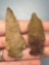 Pair of Nice Jasper Points, Found in Jim Thorpe Area in Pennsylvania, Longest is 2 1/2