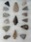 15 Arrowheads, Artifacts, Triangles, Found in Jim Thorpe Area in Pennsylvania, Longest is 2 3/8